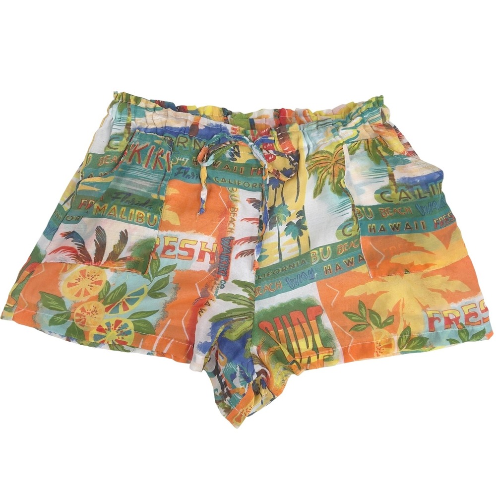 Violet‎ Sky Voile Shorts Y2K Beachcore Tropical Print Size M